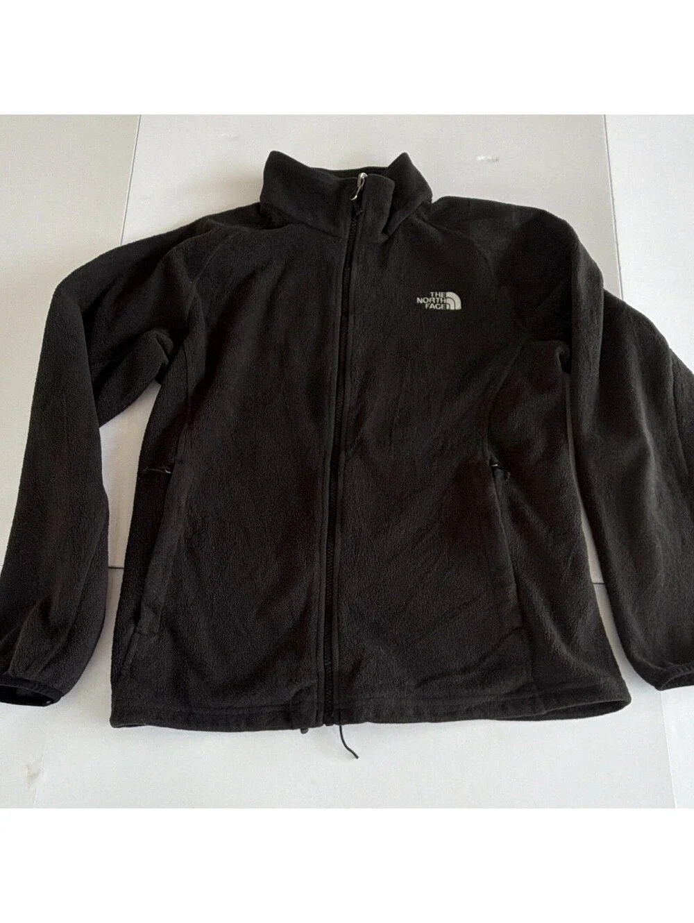 The North Face Men's Black Solid Full Zip Logo Fleece Jacket Size M